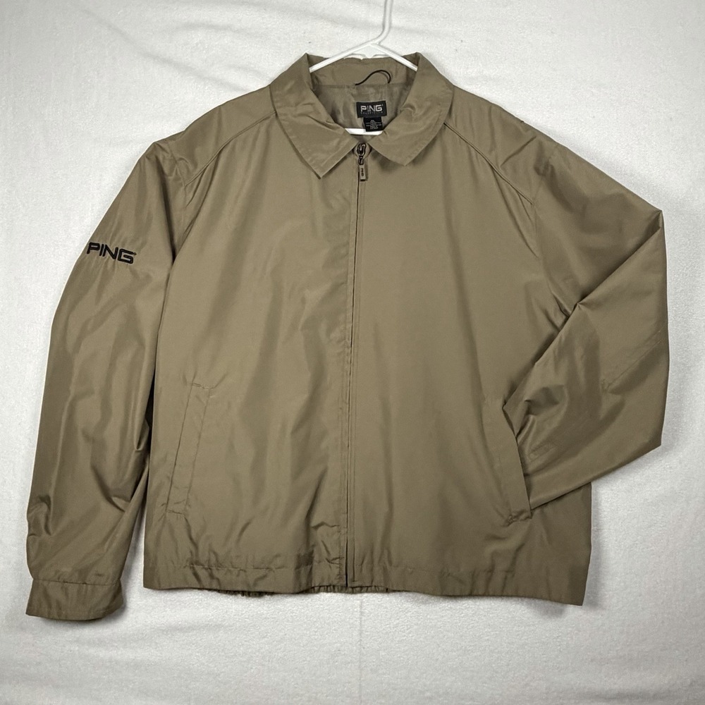 Ping Collection Windbreaker Jacket Mens XL Beige Full Zip The Creek Club